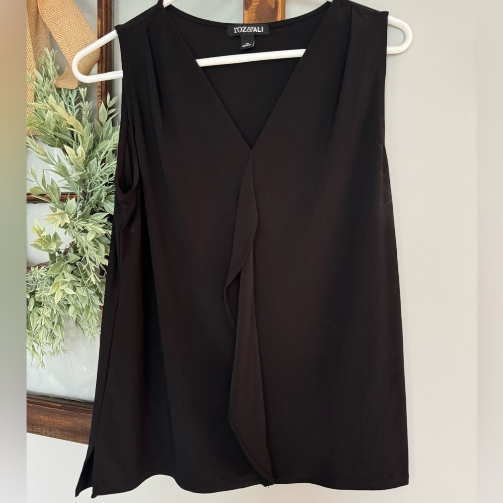 Roz & Ali Black Career Blouse Top Size Medium